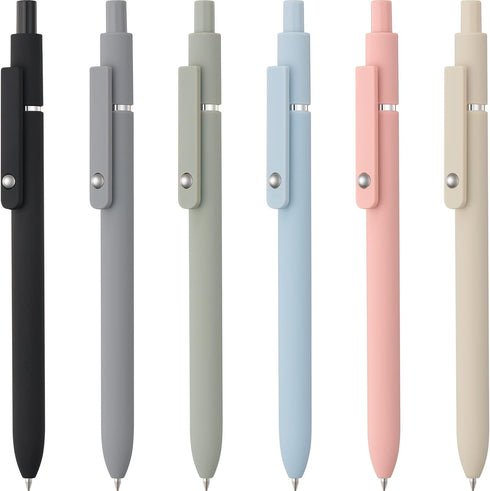 6 Pack Cute Gel Pens, Retractable Quick Dry Gel Ink Pen, Fine Point 0.5mm Black Ink Rolling Ball Gel Pens, Smooth Writing Aesthetic Pens for Home ...