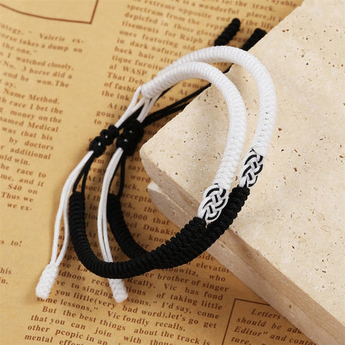 Red String Couple Bracelets 2 Pcs Matching Black Braide Bracelets Handmade Adjustable Braided Bracelets Valentines Day Gift for Couple Boyfriend G...