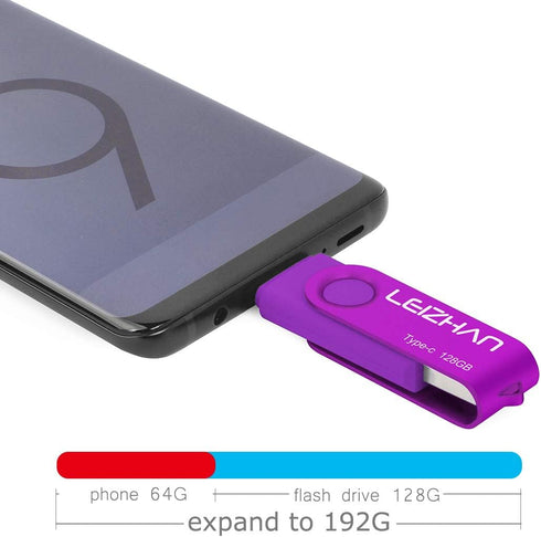 leizhan 128GB USB Flash Drive USB 3.0 Type C Phone Picture Stick for Samsung Galaxy S10+, S10e, S10,S9, Note 9, S8, S8 Plus,Google Pixel XL Thumb ...