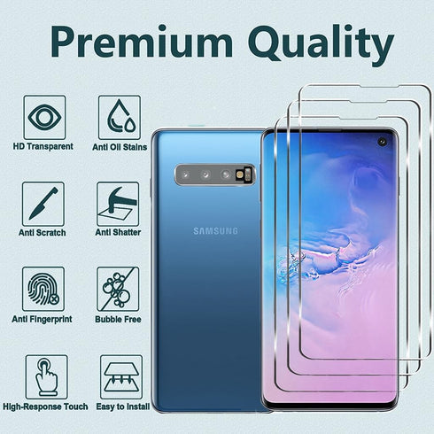 BANDQ 3 Pack for Samsung Galaxy S10 Screen Protector?3+1 Pack? 1 Pack Camera Lens Protector, 9H Tempered Glass Screen Protector for Galaxy S10 Tem...