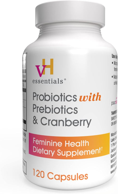 vH essentials Probiotics with Prebiotics and Cranberry Feminine Health Supplement - 120 Capsules (544-36)...