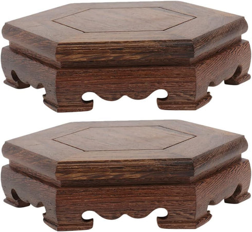 GANAZONO Wood Planter Riser 2pcs Wood Stool Rustic Plant Stand Chinese Style Planter Pedestal Flower Pot Display Rack Tabletop Fish Tank Base Hand...