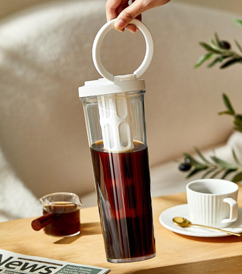 34oz Cold Brew Coffee Maker with Mesh Filter, Portable Cold Brew Cup for Tea Coffee (White)...