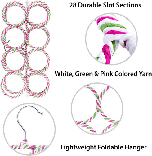 Super Z Outlet Foldable 28 Ring Hole Slots Space Saving Clothing Closet Hanger Scarf, Ties, Belts, Socks Organizer for Home Bedroom, Bathroom, Liv...