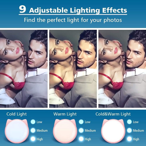 OURRY Selfie Clip on Ring Light, Mini Rechargeable 9 Level Adjustable Brightness Modes with 32 LED, 2-8 Hours, USB Flash Lighting for iPhone/Andro...