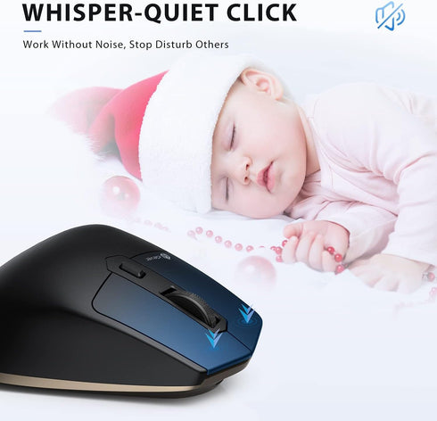 iClever Bluetooth Mouse, Wireless Dual Device Mouse with 5 Adjustable DPI, 6 Buttons, Rechargeable, Ergonomic Design for Laptop, iPad, MacBook, Ta...
