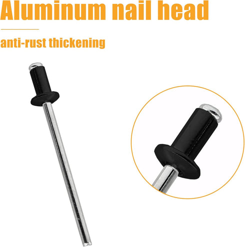 1/8" x 1/4" Pop Rivets Kit Aluminum Rivets Kit,100Pcs Black Blind Rivets Metal Rivets for DIY Home Uses...