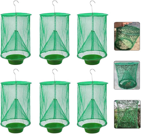 6 Pack Ranch Fly Trap, 2024 New Hanging Fly Catcher, The Most Effective Trap Ever Made with Pots, Cage Catcher for Indoor and Outdoor, Family Farm...