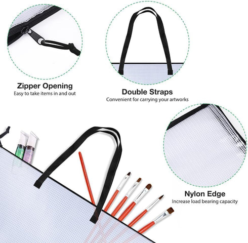 Opret 19x25 inch Art Portfolio Bags, Artwork Storage Case with Handle and Zipper Vinly Mesh Folder Organizers for Bulletin Boards, Scrapbooks, Kee...