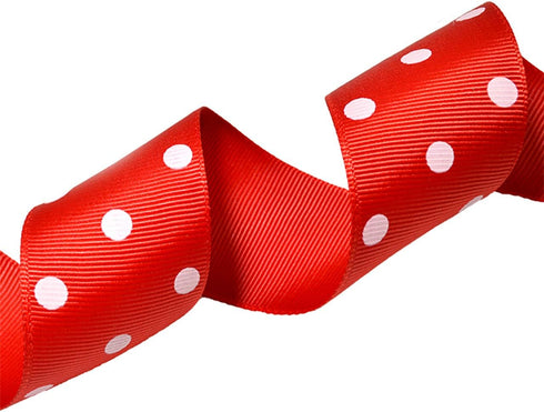 Morex Grosgrain Dot Ribbon, 1-1/2-Inch by 20-Yard Spool, Red with White Dots,3908.38/20-250...
