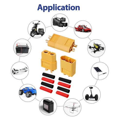 XT60 XT-60 Connectors with 2M 14 AWG Silicone Wire, XT60 Cable Set with 5mm Heat Shrink Tube for DIY Custom RC Lipo Battery Drone Car Boat (10 Pai...