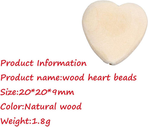 20pcs Natural 20mm Unfinished Wood Hearts Beads with Holes Eco-Friendly Wooden Handing Materials DIY Beading Craft Accessories (Heart Beads 20pcs)...