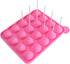 20 Cavity Silicone Pink Lolly Pop Party Cupcake Baking Mold Cake Pop Stick Mold Tray...