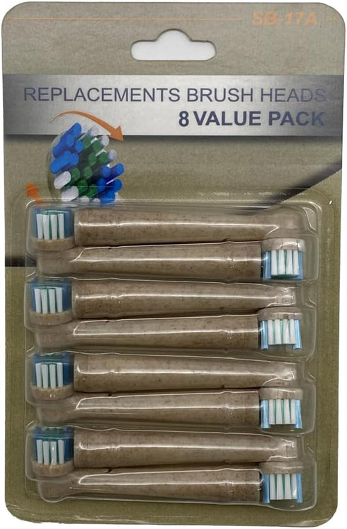 Biodegradable Replacement Toothbrush Heads Compatible Compatible with Oral-b Braun - 8 Eco Friendly Soft Electric Brush Heads for Sensitive Teeth...