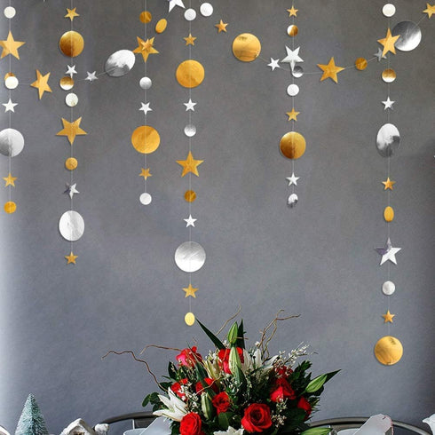 Decor365 Silver Gold Star Garland Decorations Twinkle Little Star Birthday Baby Shower Graduation Party Decor Christmas New Year Eve Banner Moon S...