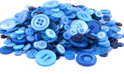 Swpeet 550 Pieces Assorted Sizes Resin Buttons 2 and 4 Holes Round Craft Buttons for Sewing DIY Crafts Children's Manual Button Painting (Blue)...