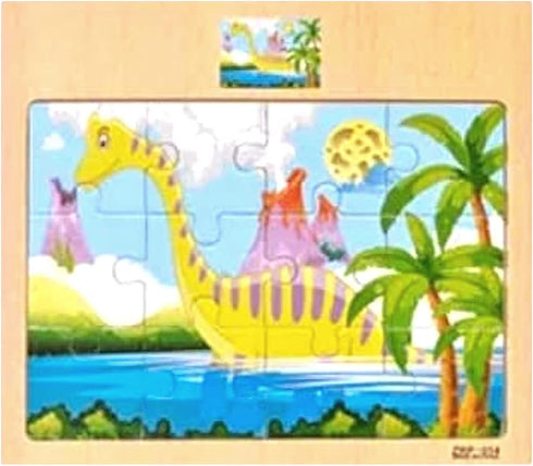 Mynd Games Dinosaur Wooden Jigsaw Puzzle Bundle - 4 Pack 12 Pieces Each for Kids Ages 3+, Educational Learning Toys Gift Set for Children Boys and...
