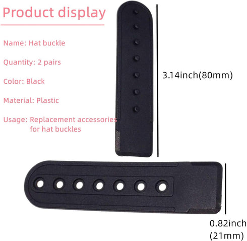 Snapback Strap Repair Fasteners Buckle Extende Black Release Plastic Sewing Buckle Clip with 7 Holes Hats Caps Replacement Fastener Repair Snap Bu...