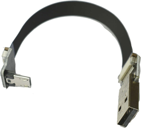 Short Micro USB Flat Slim Thin Ribbon FPC Cable Micro USB 90 Degree Angle to Standard USB A for sync and Charging...