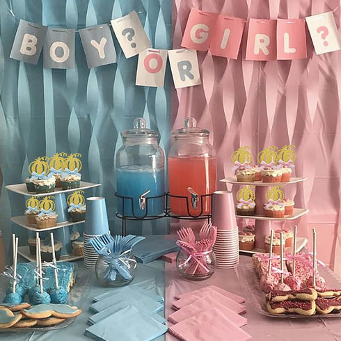 24pcs Pumpkin Gender Reveal Cupcake Toppers - Baby Shower Girl or Boy Party Decorations Supplies, Pumpkin Food Pick (Blue and Pink Bow)...