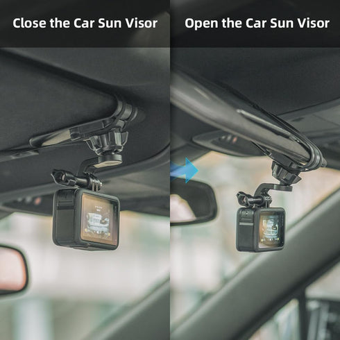 Car Sun Visor Mount VLOG/Video Holder, Quick Clip Mount for Car Sun Visor Compatible with DJI Action 4/3, Insta360, AKASO and More...