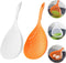 2 Pieces Strainer Scoop Colander Slotted Pasta Spoon Plastic Skimmer Spoon with Handle Food Drain Shovel for Kitchen Cooking, White and Orange 13....