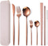 AARAINBOW 8 Pieces Stainless Steel Flatware Set Portable Reusable Cutlery Set Travel Utensils Set Including Chopsticks Knife Fork Spoon Straws Cle...