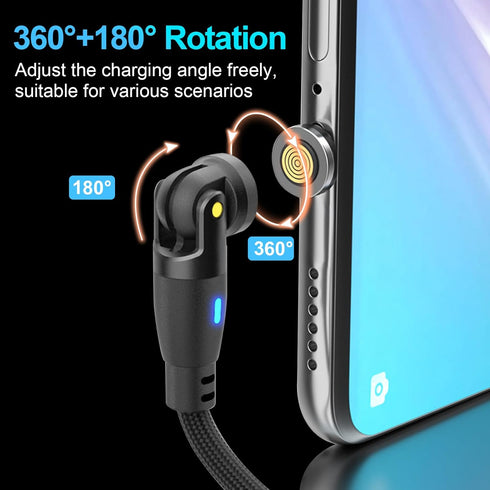Ion 6 in 1 IP/Type-C/Micro USB PD 100W 540 Rotation Magnetic Data Transmission & Fast Charging Cable 1.8 Meter Length...