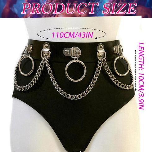 Nicute Punk Leather Chain Belt Black Goth Waist Chain Rave Body Chain Accessories for Women...