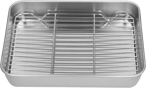Roasting Pan with Racks Stainless Steel Broiler Pan and Grill Rectangular Roaster with Rack for Cooking Baking(26.5 * 20.5 * 5cm)...