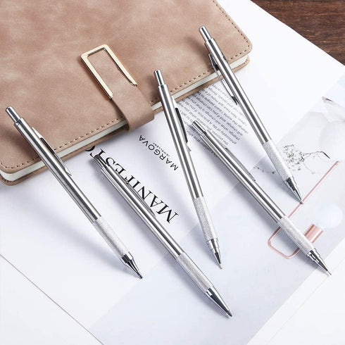 5Pcs Stainless Steel Mechanical Pencil HB Black Pencil Writing Supplies Sketch Drawing Automatic Pencil Stationey for Students...