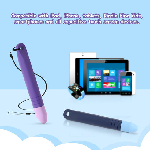 2pcs Kid-Friendly Stylus Pens for Touchscreen, Crayon Stylus Pen & Tethers Anti-Rolling Children's Touch Screen Stylus Capacitive Tablet Stylus fo...