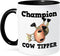 3dRose Funny Champion Cow Tipper Cowin Tipping Humor Two Tone Mug, 11 oz, Black/White...