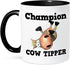 3dRose Funny Champion Cow Tipper Cowin Tipping Humor Two Tone Mug, 11 oz, Black/White...