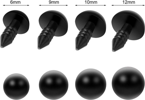 100 Pack Safety Eyes, Black Crafts Safety Eyes Spiral Solid Plastic Eyes with Washers for Bear, Doll, Puppet, Plush Animal and DIY Craft (12mm)...