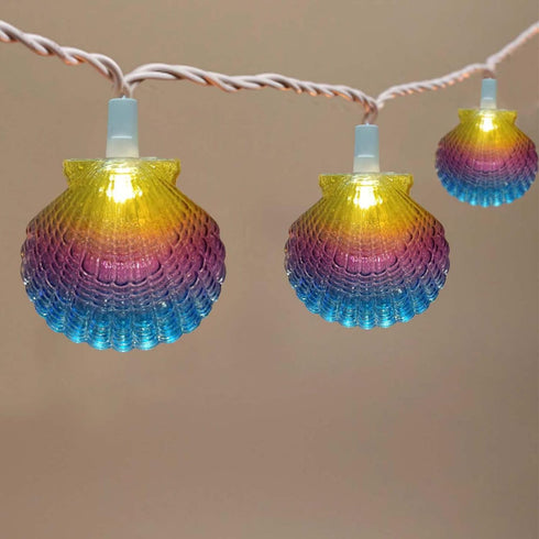 Beach Seashell String Lights 8.3FT Ocean Themed Decorative Lights 10 LED Seashells Lights, Plug-in Warm White Fairy Lights for Patio Garden Weddin...