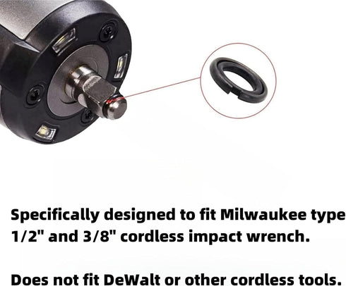 (8+8 Sets 1/2” & 3/8" Impact Retaining Ring Clip Friction Ring Hog Ring with O-Ring for Milwaukee Electric Pneumatic Type Impact Wrench...