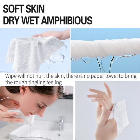 Cotton Facial Dry Wipes 100 Count, Deeply Cleansing Disposable Face Towel Cotton Tissue, Multi-Purpose for Skin Care, Facial Tissue for Cleansing,...