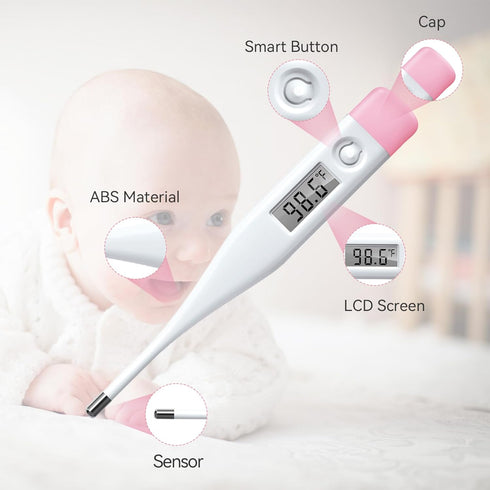 Digital Oral Thermometer for Adults and Children with LCD Display, Oral Thermometer for Baby with Fever Alarm Rectal & Underarm Use, Fast Reading ...