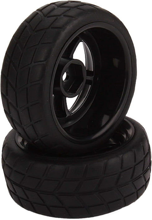 BQLZR Black RC 1: 10 Tires and Wheels Set 2.56" (Dia1.77") Hub Wheel Rims 5 Spoke + Rubber Tires Pack of 4...