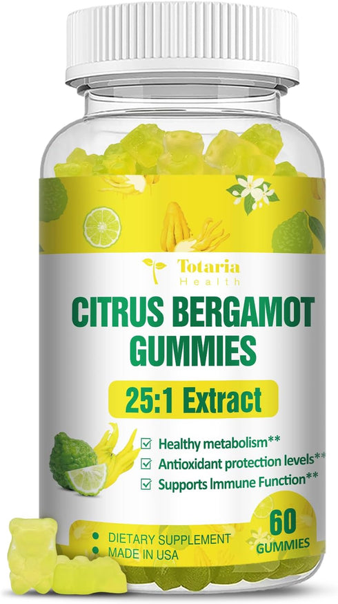 Citrus Bergamot Gummies for Healthy Cholesterol - All Natural Supplements 25:1 Extract from Italy Bergamot Supplement for Immune Support Healthy A...