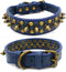 Spiked Studded Dog Collar, Adjustable Soft Leather Puppy Collar for Small Medium Dogs Bulldog Pitbull Mastiff Poodle Boxer (M, Blue)...