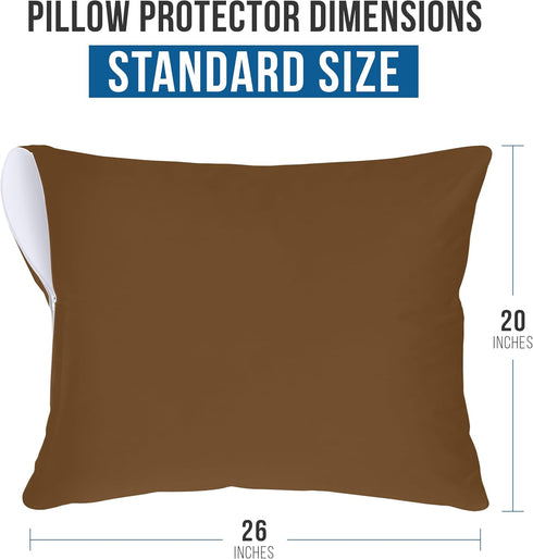 Utopia Bedding Waterproof Pillow Protector Zippered (2 Pack) Standard Mocha – Pillow Encasement 20 x 26 Inches...