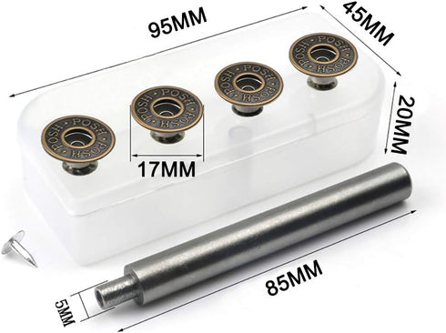 20 Pieces Jeans Button Tack Buttons Snap Fastener Press Studs Metal Replacement Kit with Storage Box, Diameter 17MM(0.67 Inch) (Style 3)...