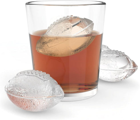 Football Ice Mold Dishwasher Safe Novelty Silicone 2 Inch Ice Sphere Maker for Sports Fans, Set of 1...