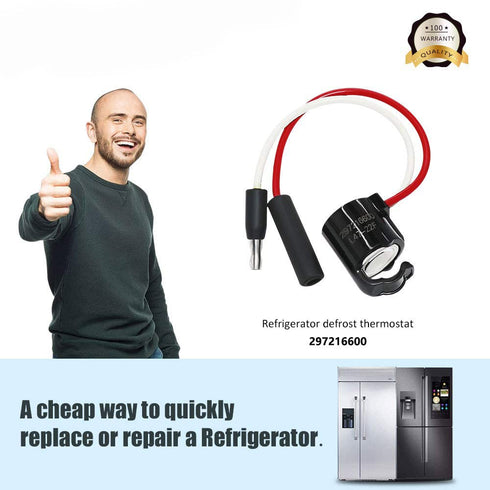 297216600 Refrigerator Defrost Thermostat Replacement Part Fit for Frigi-daire Elec-trolux Refrigerator Replaces AP4374171 PS2350702