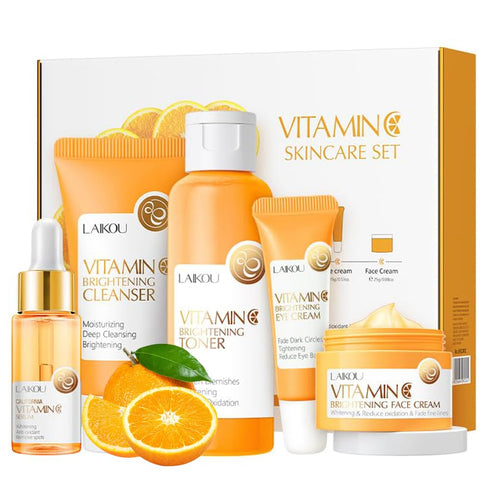 Vitamin C Skincare Set, Moisturizing Face Skin Care Kit with Facial Cleanser, Face Serum, Face Cream, Eye Cream, Toner For Hydrating Skin, Anti-Ag...