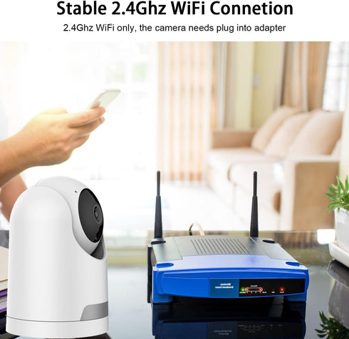 Indoor Security Camera 1080P, Pet Camera with Phone App, 2.4G WiFi Cameras for Home Security, Dog/Baby Monitor with Pan Tilt, 2-Way Talk, Human De...
