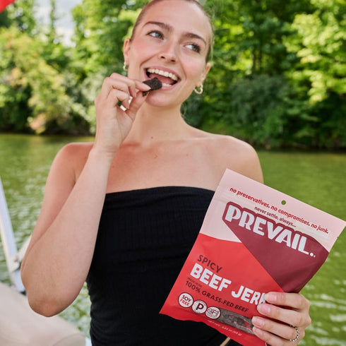 PREVAIL Spicy Grass-Fed Beef Jerky | SOY FREE | 100% Grass-Fed | Gluten Free Snacks | High Protein Snacks | Free of Preservatives | No GMO's | Pac...