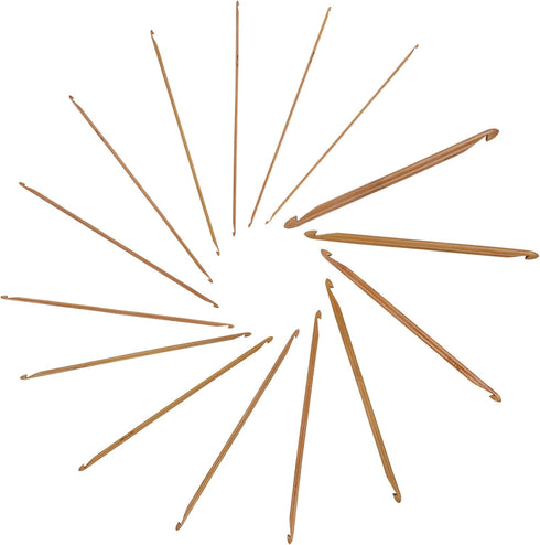 JubileeYarn Double Ended Bamboo Tunisian Crochet Hooks Set - Carbonized Brown - 15 Sizes...